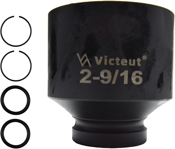 1" Drive 2-9/16" Impact Socket, 6-Point, Heat Treated Cr-V Alloy Steel, One-Piece Forged, Surface Phosphating and Blackening Treatment, Anti-rust, Radius Corner Design, No Harm to Nut Corners
