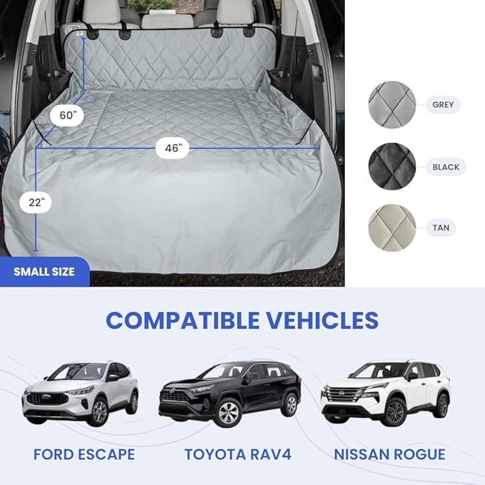 4Knines SUV Cargo Liner for Dogs – Dog Trunk Cover – Heavy-Duty, Waterproof Pet Seat Protector – Durable Cargo Liners for Dogs – USA-Based Company - Small (Tan)
