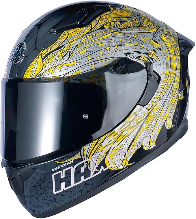 HAX Obsidian Full Face Dual Visor Adult Motorcycle Helmet for Motorbike Street Bike with Pinlock Ready DOT Approved Slayer Gold L