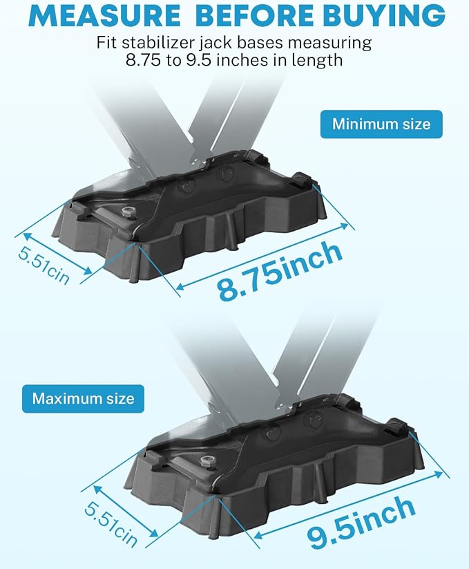 Kohree 2 Pack RV Stabilizer Jack Pads Fits Foot Base 8.75"-9.5" x 5.5", Heavy Duty Rubber Scissor Jack Foot Plate Pads, RV Leveling Blocks for Trailer & 5th Wheels
