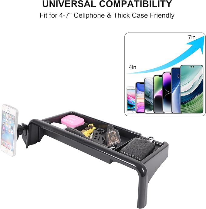 Aunginsy Center Console Dash Storage Tray with Magnetic Phone Holder Compatible with Kia Telluride 2020-2022, Car Dashboard Multi-Functional Mobile Phone Mount Storage Box Organizer Tray Accessories