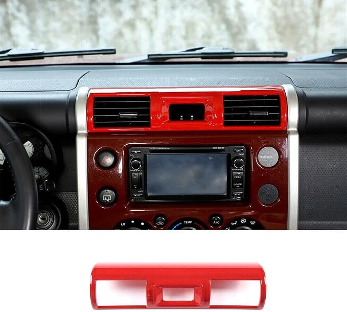 ABS Red Central Control Air Outlet Decorative Frame Cover Trim Fit forToyot-a FJ Cruiser 2007-2021 Car Dashboard Air Vent Molding Strip Cover