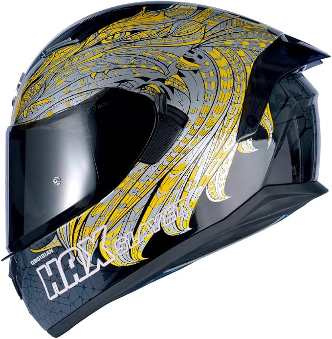 HAX Obsidian Full Face Dual Visor Adult Motorcycle Helmet for Motorbike Street Bike with Pinlock Ready DOT Approved Slayer Gold L