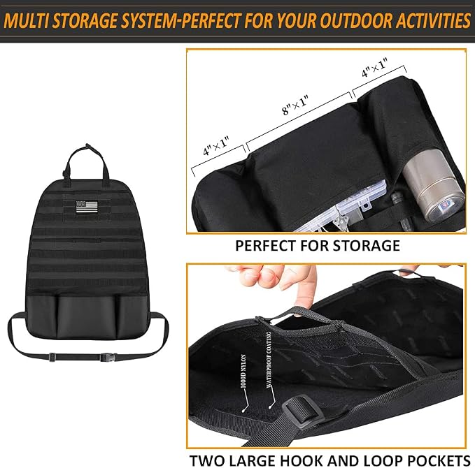 Upgrade 1000D Molle Seat Back Organizer with Pouches, Tactical Molle Vehicle Panel Car Seat Cover Protector Seat Back Organizers
