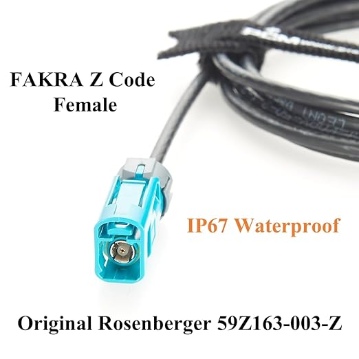 IP67 Waterproof Rosenberger Fakra Male to Female RF Coaxial Extension Cable 59Z176-C01-Z to 59Z163-003-Z Vehicle GPS Antenna for ADAS, Camera, Infotainment, GPS Navigation (5M/16.4FT)