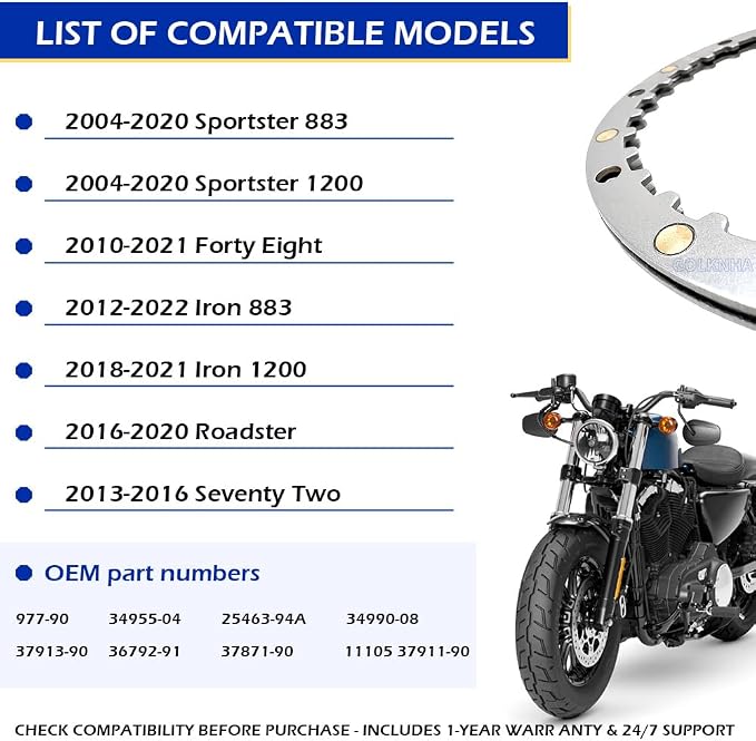 Complete Clutch Kit & Primary Cover Gasket Compatible with Iron 883 1200 XL883N XL1200NS Sportster 883 1200 2004-2022 OEM# 34955-04 37911-90 37913-90 37977-90 36792-91 37871-90