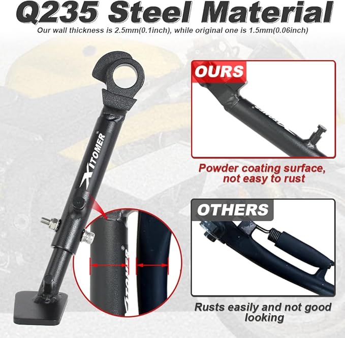 Xitomer 0-3’’ Motorcycle Adjustable Side Stand Compatible with YZF-R6 2006-2023, YZF-R6 RACE 2024-2026 Adjustable Kickstand Compatible with YZF-R6 2023, YZF-R6 RACE 2025