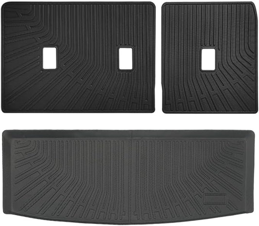 Trunk Liner Cargo Liners for 2018-2024 Ford Expedition Navigator 7/8 Seat Rear Trunk Floor Mats with Backrest Mat 3D Boot Tray All-Weather TPE Black