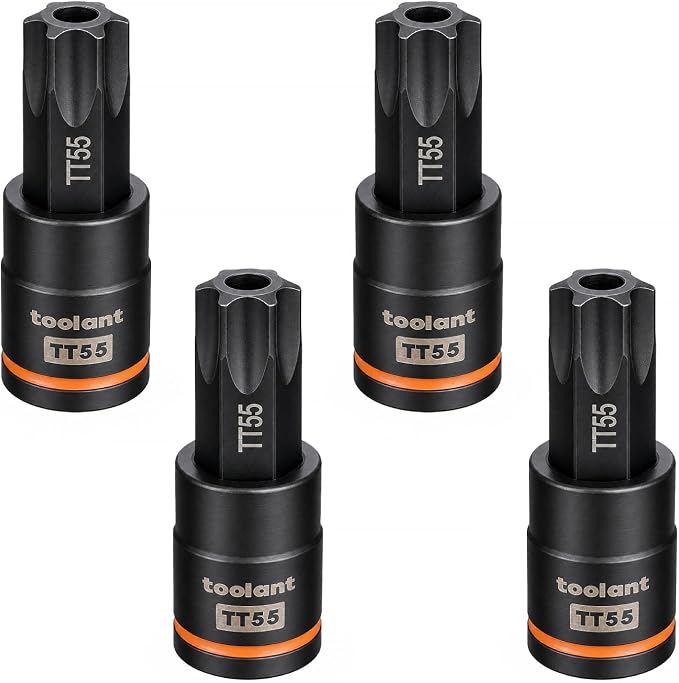 toolant Torx T55 Impact Bit Socket Set 4pcs, 3/8" S2 Steel Air Drive Star Sockets, Long High Impact Bits, Professional Mechanic & Automotive Repair Socket Set