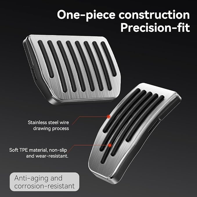 YONZEE Pedal Covers for Tesla Model Y Juniper 2025-2026 and Model 3 Highland 2024-2026, Fits Model Y/3 2016-2026, 304 Stainless Steel Brake and Accelerator Pedals, Non-Slip Accessories