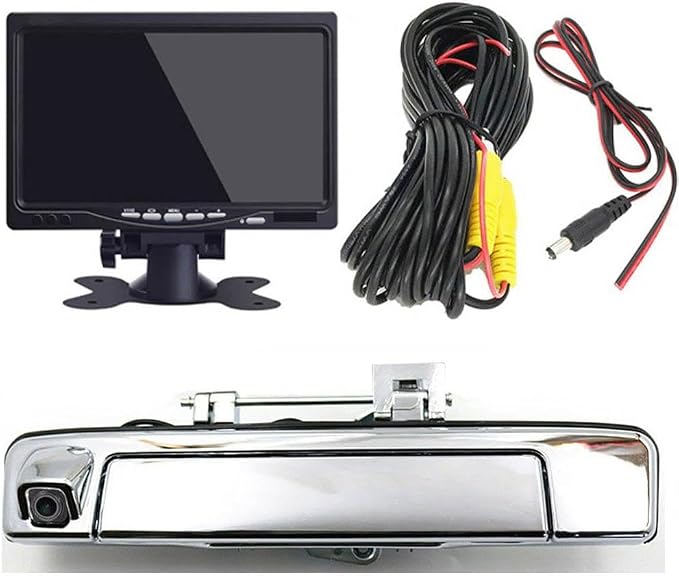 Car Reversing Trunk Handle Camera with Switch Parking Rear View Backup Camera HD Night Vision Waterproof, Replacement for Isuzu D-MAX DMAX 2012-2014 /Isuzu D-MAX DMAX 2015-2018 (with 7-inch Monitor)