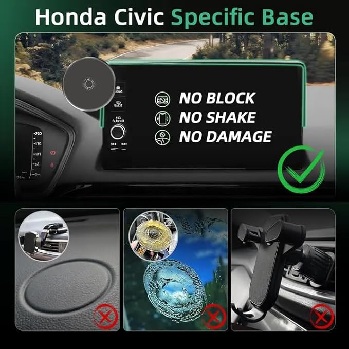 Phone Mount for Honda Civic (11th Gen,2022-2025 2026) & Acura Integra (7"/9" Screen),15W Wireless Car Charger, Magnetic Phone Holder, 360° Rotating,Hands Free,Storage Box,New Car Essentials,Car Gifts