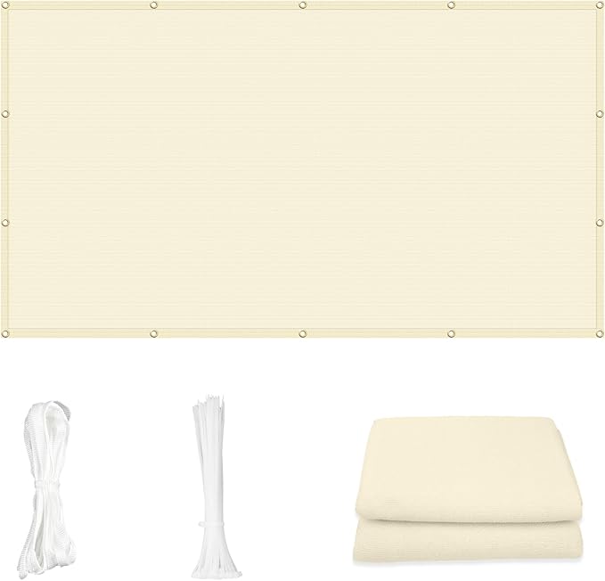 Cool Area Sun Shade Cloth with Grommets 13×14 FT Shade Panel Shade Tarp Screen Fabic for Outdoor Patio Pergola Cover Deck Garden, Butter Cream (Customized)