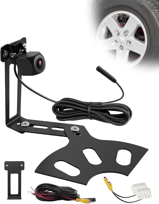 Spare Tire Backup Camera Fit for Jeep Wrangler JK JKU Rubicon Commander Patriot Liberty 2007-2018, Flexible Mount, Adjustable Rear View and Waterproof