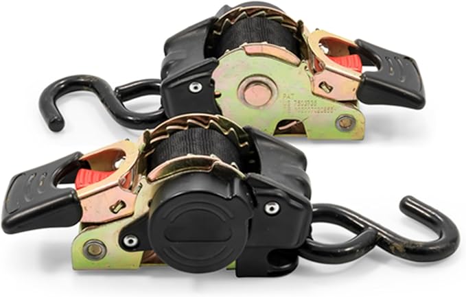Camco Retractable Transom Tie Down Strap - Secures Your Boat While Traveling |Bolt-On Design |1,500 lb. Break Strength | Measures 1” W, 5 ½ ’ L |Durable & Corrosion Resistant Design - (50032)