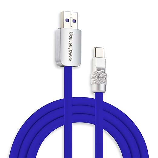 chubbycable Chubby 2.0 USB C 120W Fast Charging Cable Silicone Soft Durable USB C Cable Extra Thick Charger Cord Compatible with iPhone 17-15 Series iPad, Dark Blue, USB-A to Type-C, 9.8FT