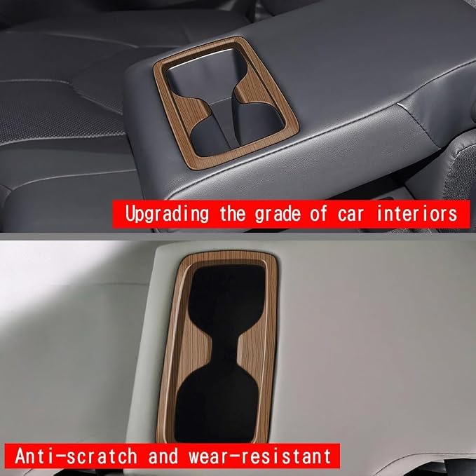 Second Row Cup Holder Panel Cover Interior Modifications Compatible with Toyota Grand Highlander 2024 2025 2026 Fit for 2024-2026 Grand Highlander ABS Accessories(Wood Grain)