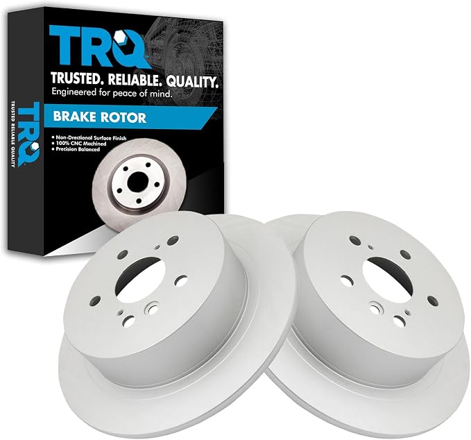 TRQ Rear Brake Rotor Set G Coated Solid Compatible with 2008-2013 Toyota Highlander