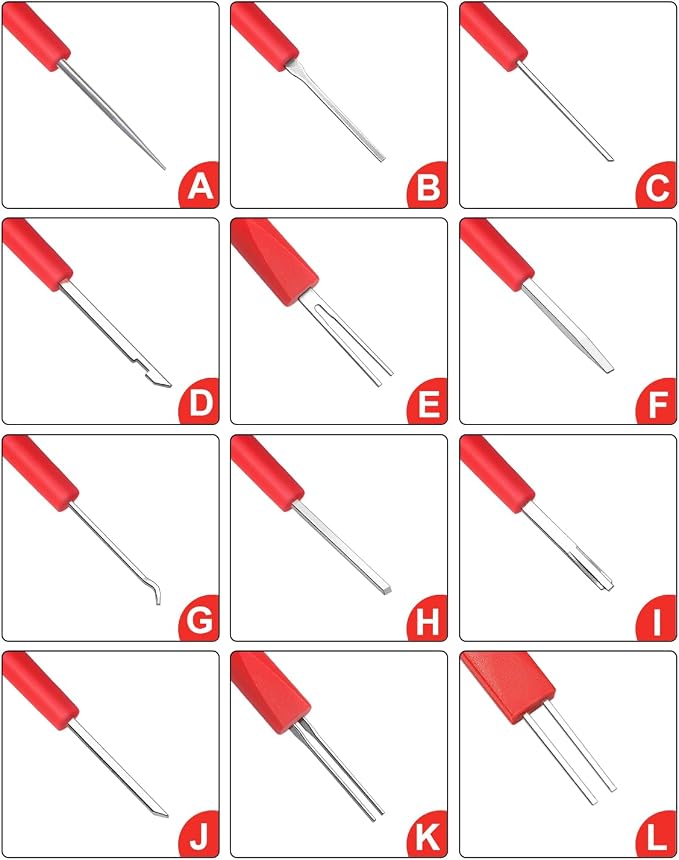 DAYDOOR Terminal Removal Tool Kit, 26 Pcs Depinning Tool Pin Removal Tool Kit, Connector Pin Removal Tool, Pin Extractor Tool Kit for Automotive Car Universal Vehicle Wire Harness（Red）