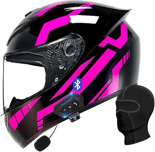 Motorcycle Bluetooth Full Face Helmet, Integrated Bluetooth Helmet, DOT/ECE Approved Full Face Flip Up Helmet, Multiple Vents Motorbike Helmet with Microphone for Adults 55-64CM