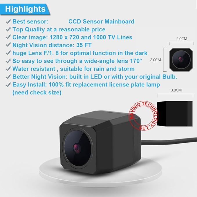HD Car Rear View License Plate Light Reverse Camera, for Fiat Abrath 500 595 695 500C 595C 695C Rockstar Cabrio Convertible/E-Sport Lounge Pop Lounge Hatchback/Diesel Hatch/Petrol Hatch/Convertible