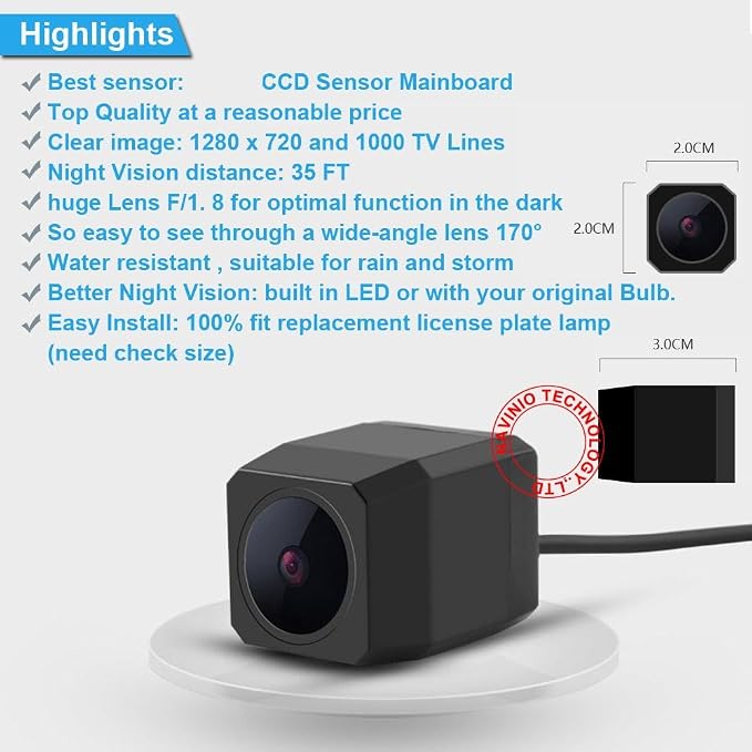HD Car Rear View License Plate Light Reverse Camera, for Fiat Abrath 500 595 695 500C 595C 695C Rockstar Cabrio Convertible/E-Sport Lounge Pop Lounge Hatchback/Diesel Hatch/Petrol Hatch/Convertible