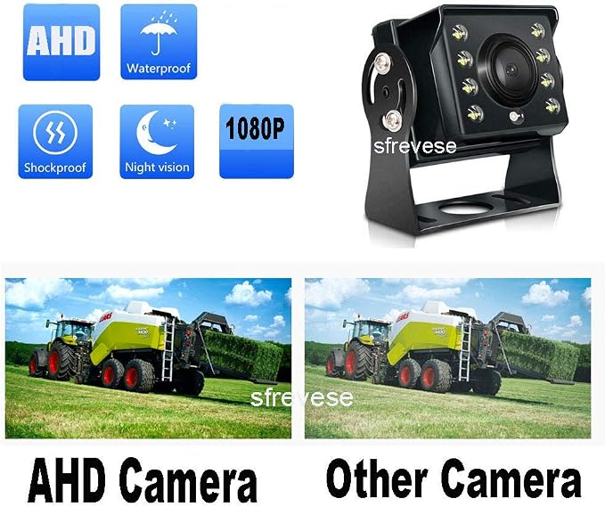 Vehicle Backup Rear View Car Camera and Monitor Kit,9" IPS SD DVR Recording 2CH Split Monitor + IP69 Waterproof Night Vision HD 1080P Rear Camera for Bus Trailer RV Camper Truck 12V-24V