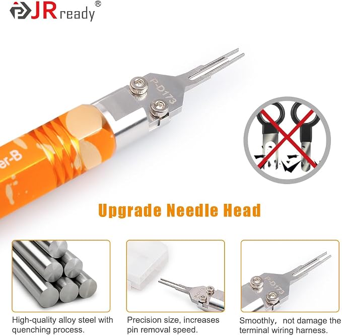 JRready DAP-D173 Molex Pin Extractor Mini Fit Jr Extraction Tool Electrical Pin Removal Tool Molex 11-03-0044 ATX Pin Removal Tool for Mini Fit Jr Terminals with Built in Plunger Depinning Tool