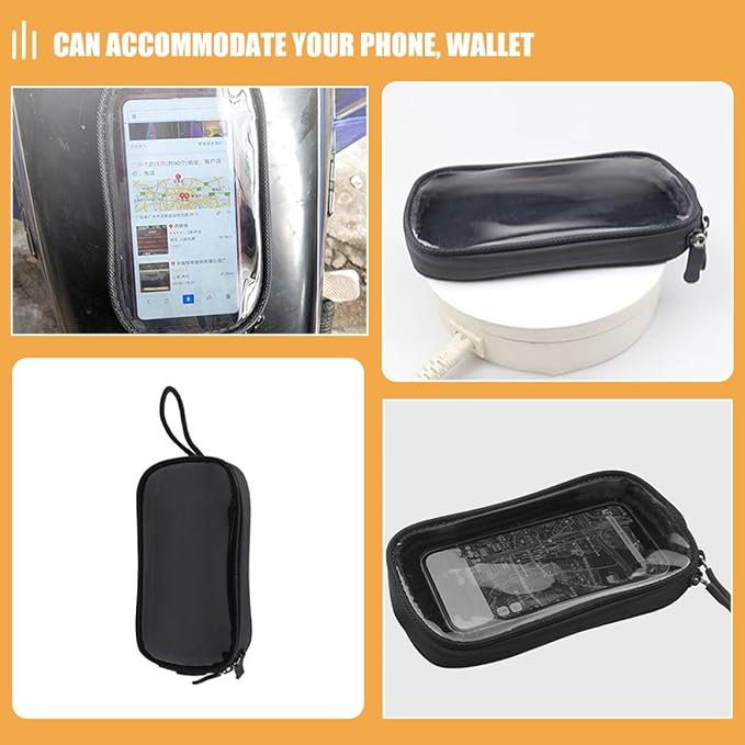 Magnetic Motorcycle Tank Bag with Waterproof PU Leather, Touchscreen Phone Pouch, Small Motorcycle Storage Bag for Motorbike Fuel Tanks and Scooter Riding Accessories