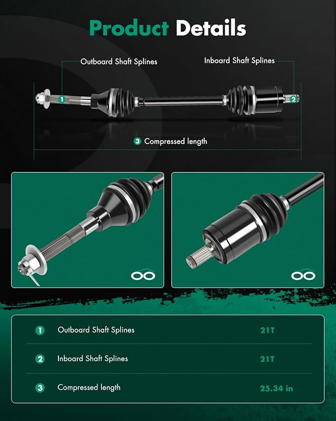 SCITOO front left or right cv axle assembly driver for 2014-2016 For Kubota RTV-X1100C,2014-2016 For Kubota RTV-X1120D,2014-2016 For Kubota RTV-X900 General Purpose Replace# K7591-15310