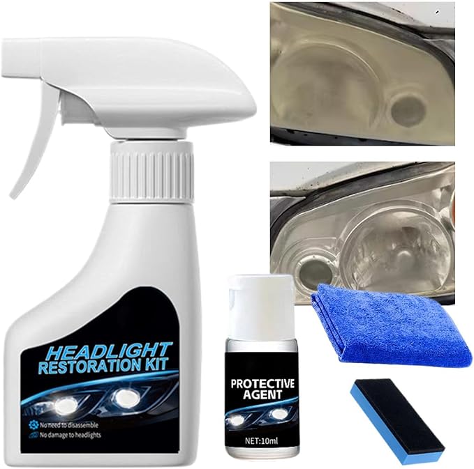 Headlight Restoration | Car Stain Remover User-Friendly,Headlight Cleaner Spray,for Pickup Car Tractor Truck ATV Vehicles Trailer RV Sedan