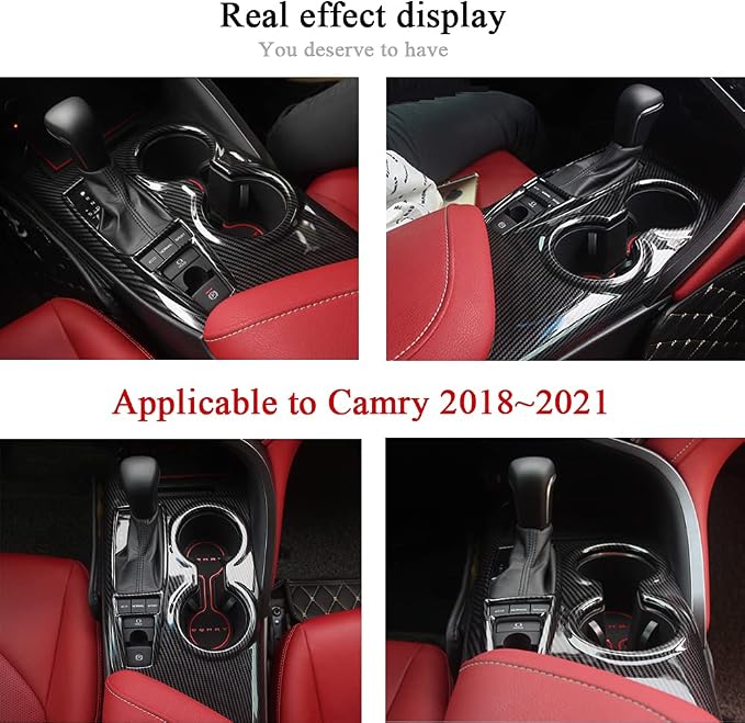 Rifoda for 2018 2019 2020 2021 2022 Toyota Camry ABS Accessories Center Console Gear Shift Panel Cover Fit for Carmy LE SE TRD SE-Nightshade Editon Interior Trims Carbon Fibre
