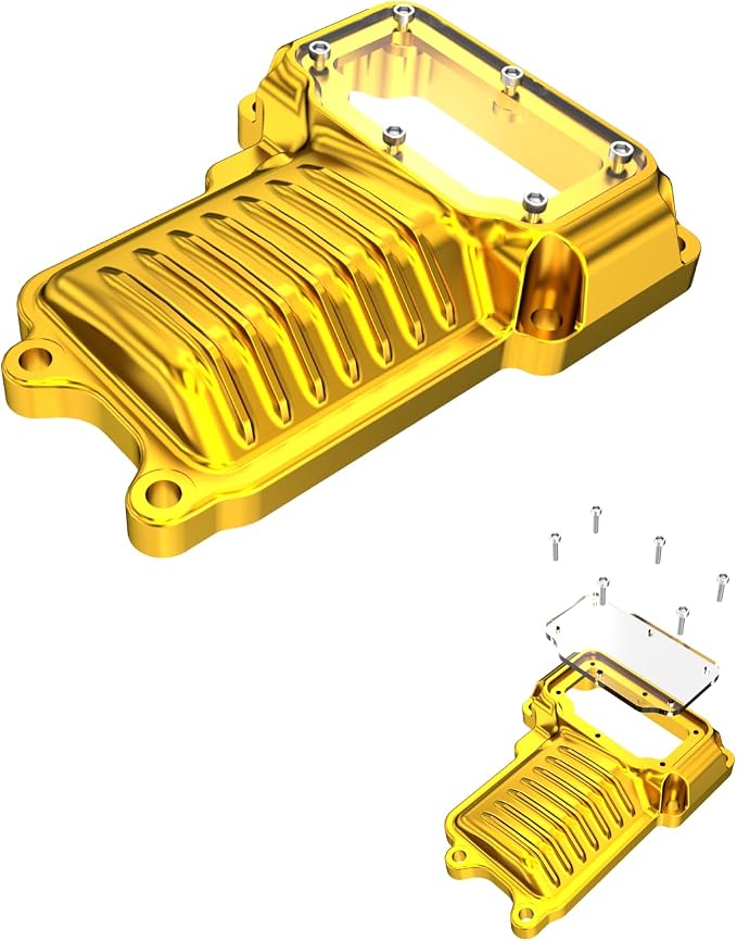 POWER JAMES Visible Aluminum Transmission Top Cover Compatible with Harley Davidson 2008-2017 Dyna FX, Softail FL,Touring Models with Twin Cam (Gold)