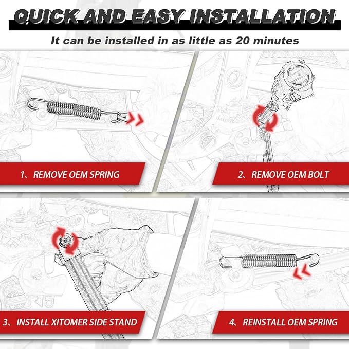Xitomer Adjustable Kickstand Compatible with RM-Z250 2007-2013 & RM-Z450 2005-2007 - 7-Position Aluminum Sidestand with Wide Footpad