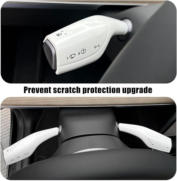 Fit 2021-2023 Model 3 Model Y Column Gear Shift Cover Best Model Y Steering Wheel Interior Protection Accessories Frame Patch ABS Material Matte Surface (Matte White)