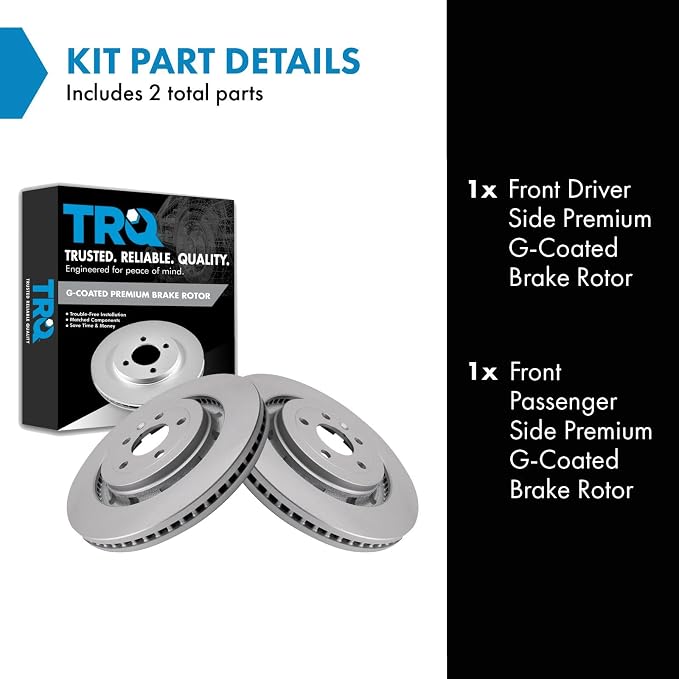 TRQ Front Brake Rotors Set Premium G-Coated Smooth Compatible with 13-19 Explorer 12-19 Flex 12-16 MKS MKT Police Interceptor Sedan Police Interceptor Utility 14-18 Special Service Sedan Taurus