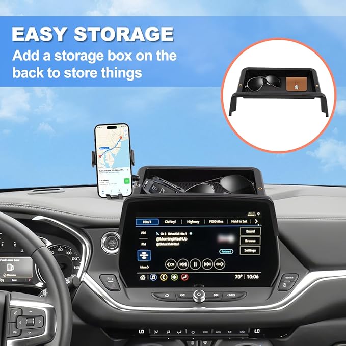 Car Phone Holder Compatible with Chevy Blazer 2023 2024 2025 Accessories 10.2-Inch Screen Fixed Clip, Cell Phone Mount with Dash Tray Center Console Organizer Hands-Free 360° Rotation