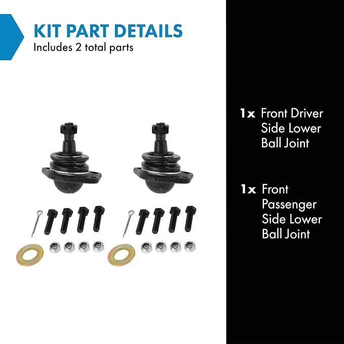 TRQ Front Lower Ball Joint Set Driver and Passenger Side Compatible with 1984-2005 Chevrolet S10 1984-2004 GMC Sonoma 1998-2000 Isuzu Hombre 1991-2001 Oldsmobile Bravada