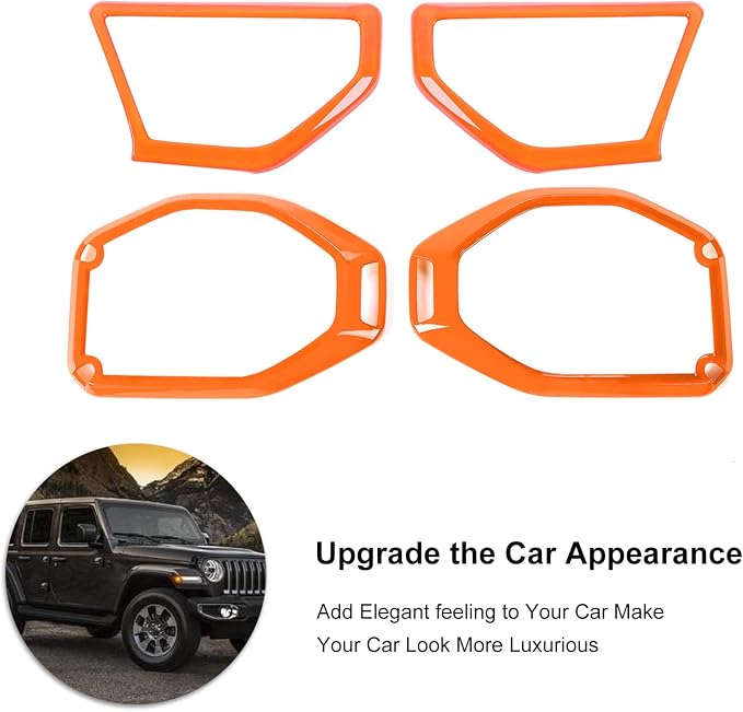 RT-TCZ A Pillar Speaker Trim Cover & Roof Speaker Audio Trim Cover Ring Kit Decoration Interior Accessories for Jeep Wrangler JL JLU & Gladiator JT 2018-2022,Orange