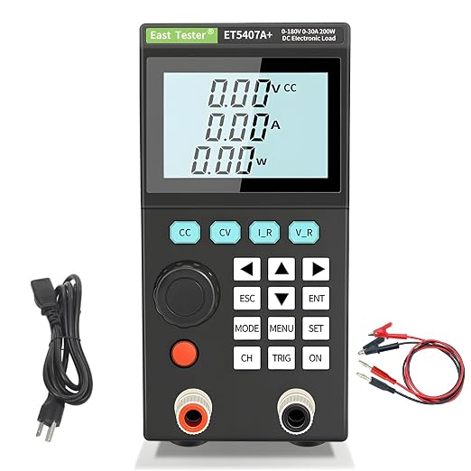East Tester ET5407A+ DC Electronic Load 200W 120V/20A 180V/30A CC/CV/CR/CP | Battery & power supply testing; R&D labs & production QC; PC software control; high accuracy stability; multi protection