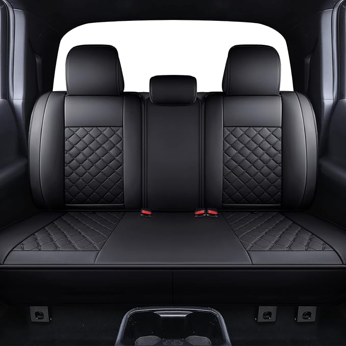 Tomatoman Tacoma Seat Covers Customized for 2005-2025 2026 Sport Extended SR V6 Pickup Truck, Waterproof Faux Leather Car Cushions(Rear Seat, Black)
