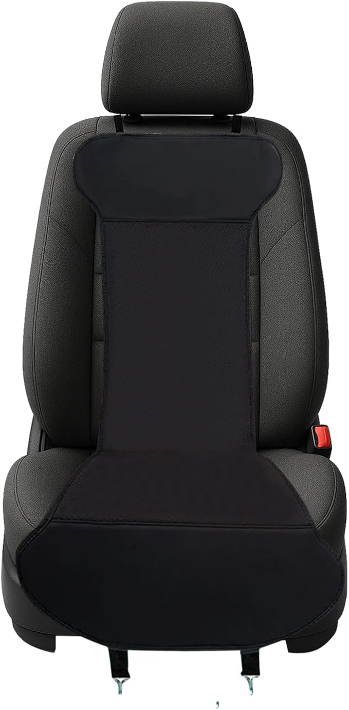ZONETECH Car Seat Cover Travel Seat Cushion, Universal Classic Black Comfortable Breathable Leather Car Seat Covers