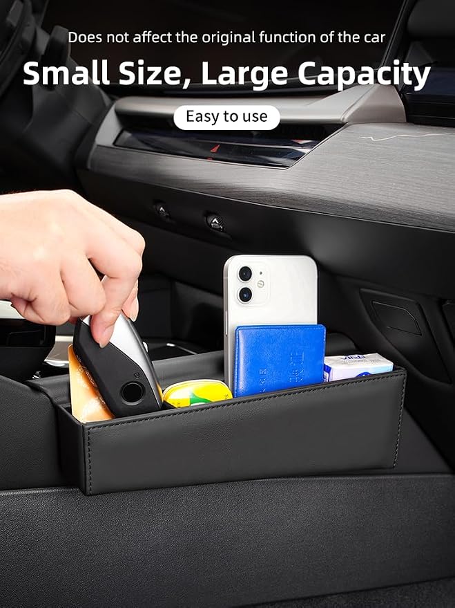 Center Console Organizer for BMW 5 Series G60 2024 2025 2026, Leather Central Control Side Storage Box Compatible with BMW 5 Series Accessories, Car Accessories Interior (2PCS Black)