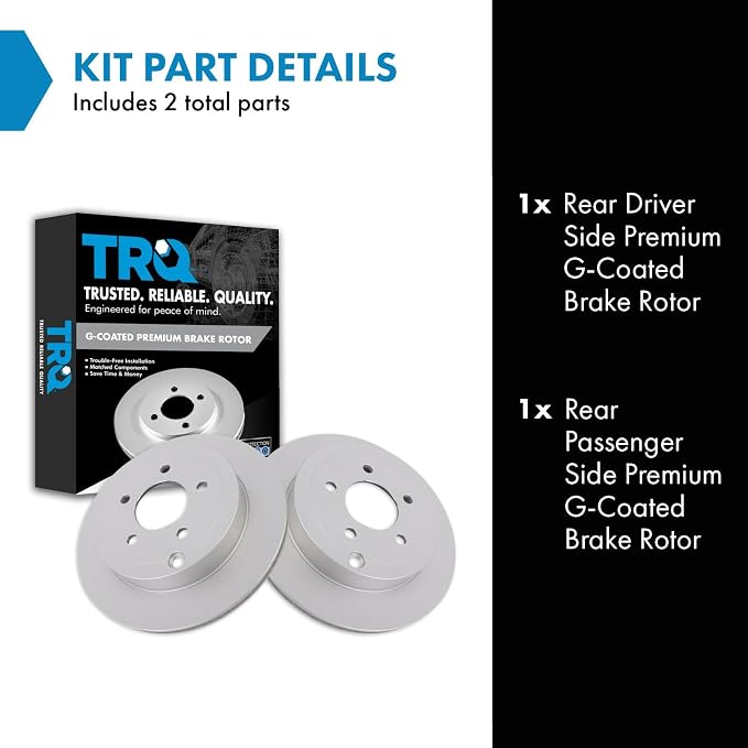 TRQ Rear Brake Rotor Set G Coated Vented Compatible with 2007-2010 Ford Edge 2007-2010 Lincoln MKX