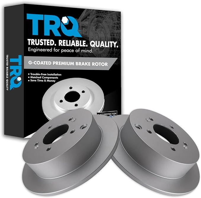 TRQ Rear Brake Rotor Set G Coated Solid Compatible with 2001-2006 Hyundai Santa Fe 2005-2015 Tucson 2005-2016 Kia Sportage
