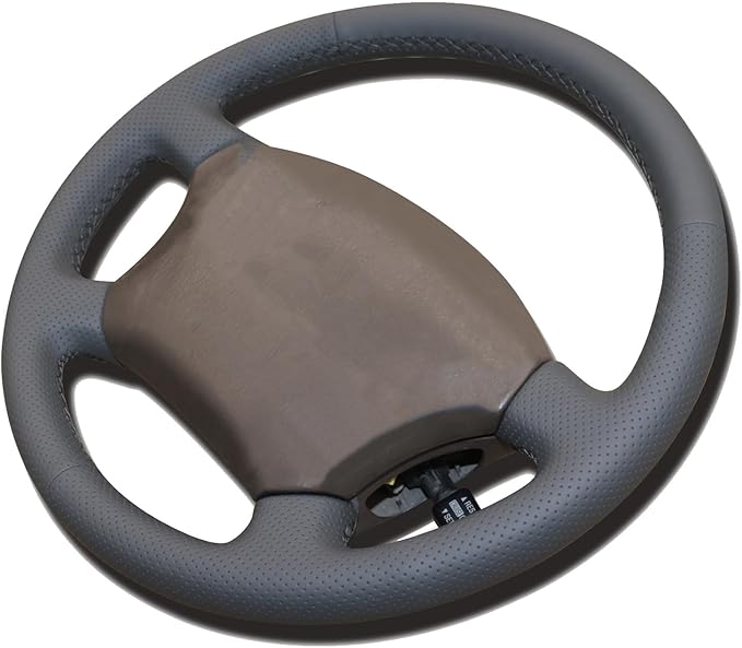 Loncky Custom Fit Black Genuine Leather Steering Wheel Cover for Toyota Land Cruiser 1995 1996 1997 1998 1999 2000 2001 2002 Accessories Car Interior Hand Stitched OEM Parts