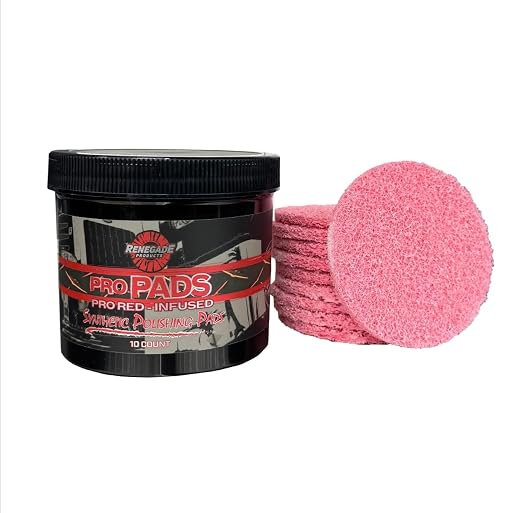 Renegade Pro Pads – Pre-Saturated Red Metal Polishing Pads for Aluminum & Stainless Steel – 10-Pack for Hand Application, Infused with Pro Red Polish