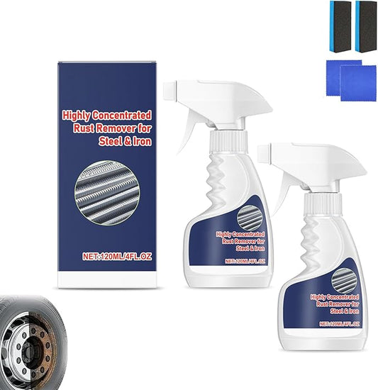 120 Ml/4 Oz Removedor De Oxido Altamente Concentrado, Highly Concentrated Rust Remover for Steel & Iron, Multipurpose Heavy Rust Remover Spray, Easy to Sprays, For Metals and Car Parts (2PCS)