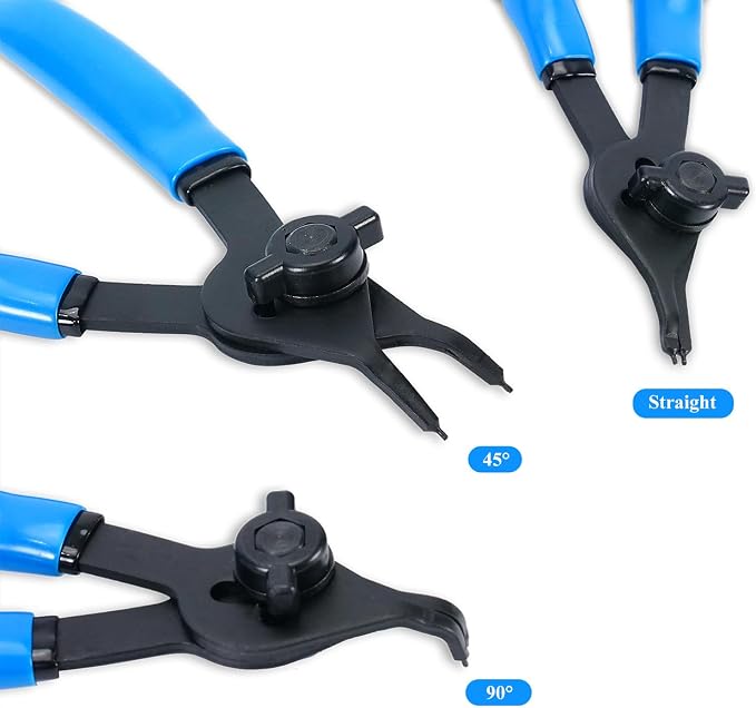12Pcs Snap Ring Pliers Set, Internal/External Retaining Ring Pliers Set | 4 tip sizes 0.038", 0.047", 0.070", 0.090", 3 tip angles 0°, 45°, 90°