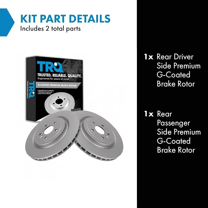 TRQ Rear Brake Rotor Set G Coated Vented Compatible with 2009-2019 Cadillac CTS 2010-2022 Chevrolet Camaro